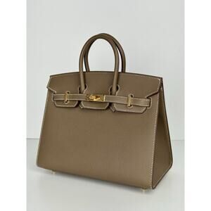Hermes Birkin Sellier 25 Bag in Brown/Etoupe Epsom Leather (U-2022)